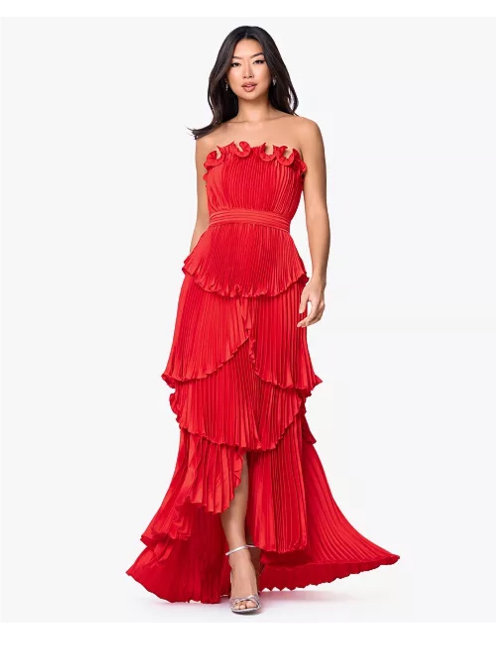 Betsy & Adam Strapless High-Low Ball Gown